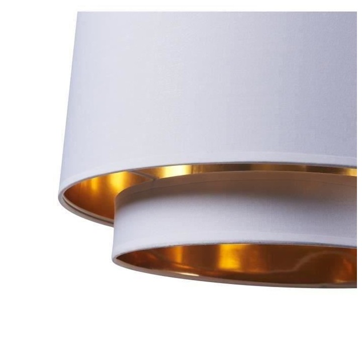 Suspension double SHIRA 2 - Tissu - Cylindrique - Blanc et doré - 40