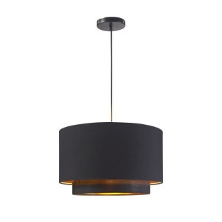 Suspension double SHIRA 2 - Tissu - Cylindrique - Noir et doré - 40 x