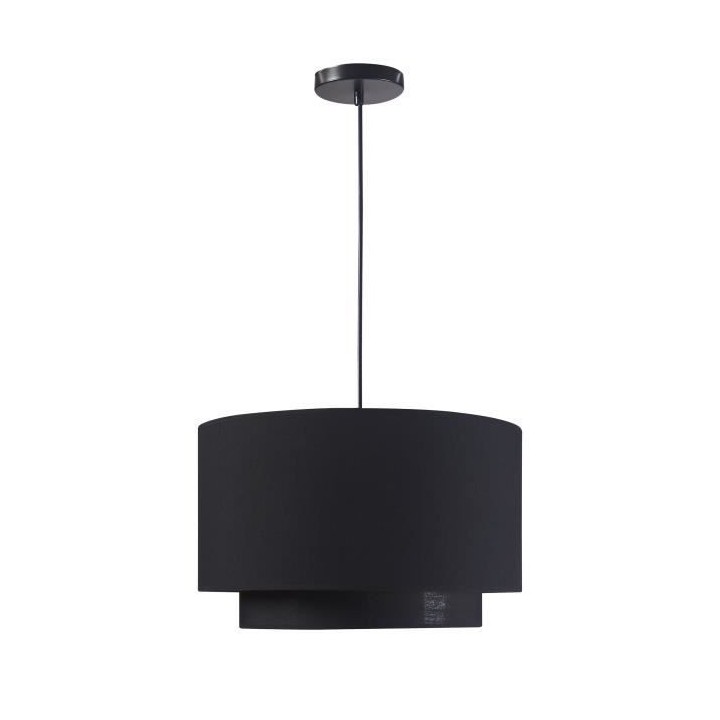 Suspension double SHIRA 2 - Tissu - Cylindrique - Noir et doré - 40 x