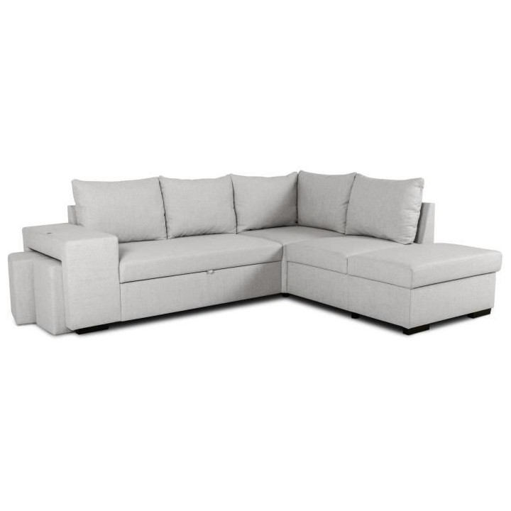 Canapé d'angle convertible réversible 4 places MITCHELL - Tissu Gris