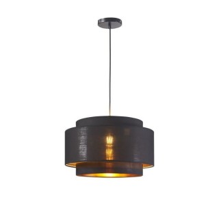 Suspension double SHIRA 3 en tissu - Cylindrique - Noir et doré - 40