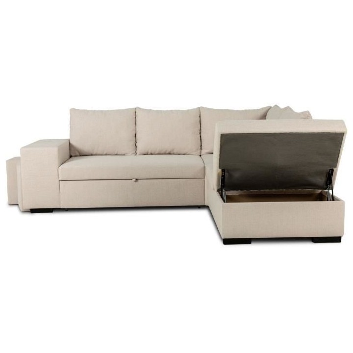 Canapé d'angle convertible réversible 4 places MITCHELL - Tissu Beig