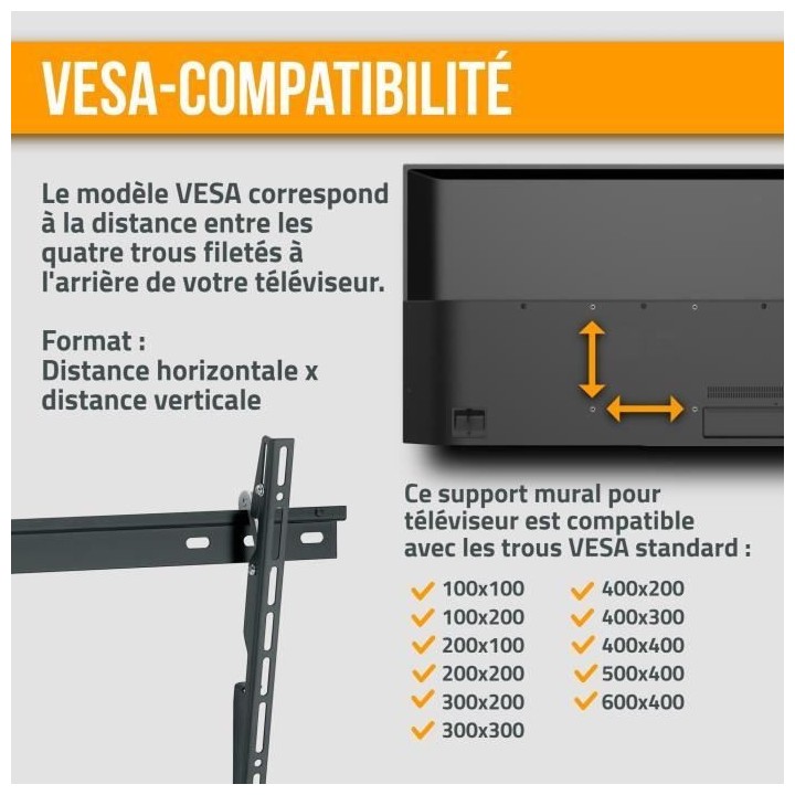 NANOOK Support Mural inclinable pour téléviseurs de 40-65 Pouces- So