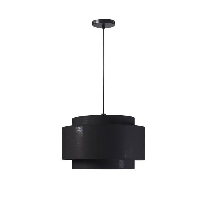 Suspension double SHIRA 3 en tissu - Cylindrique - Noir et doré - 40