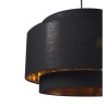 Suspension double SHIRA 3 en tissu - Cylindrique - Noir et doré - 40 x 25 cm