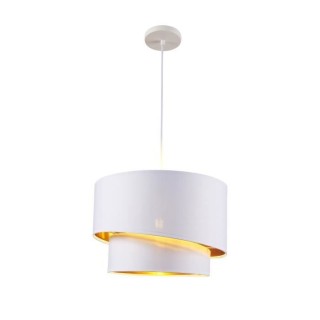 Suspension double asymétrique SHIRA 2 - Tissu - Cylindrique - Blanc d