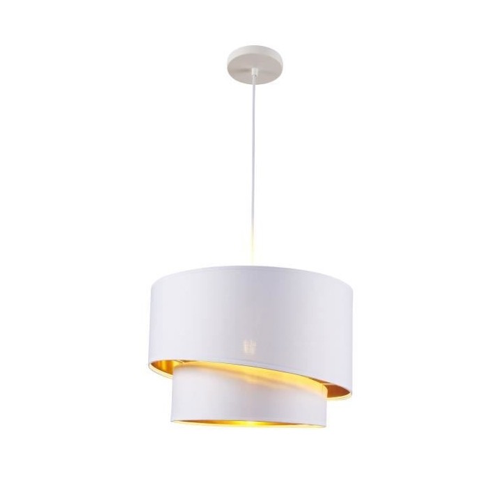 Suspension double asymétrique SHIRA 2 - Tissu - Cylindrique - Blanc d