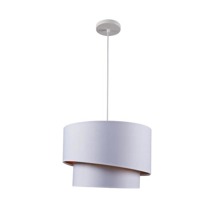 Suspension double asymétrique SHIRA 2 - Tissu - Cylindrique - Blanc d