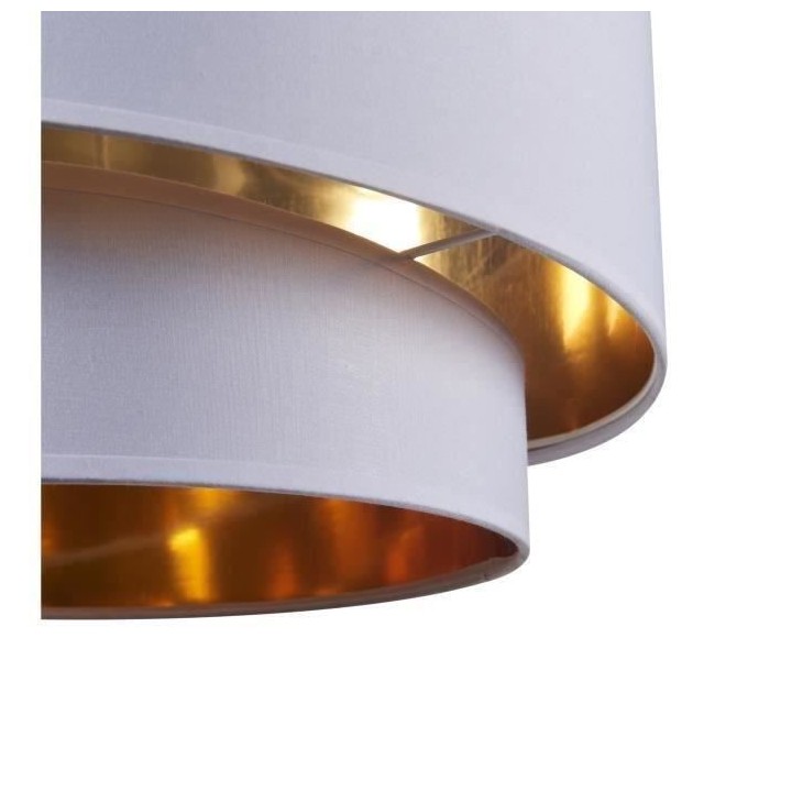 Suspension double asymétrique SHIRA 2 - Tissu - Cylindrique - Blanc d