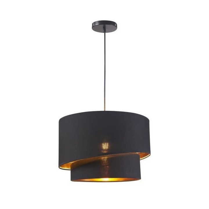 Suspension double asymétrique Shira 2 - 40 x 25cm - Noir et doré - I