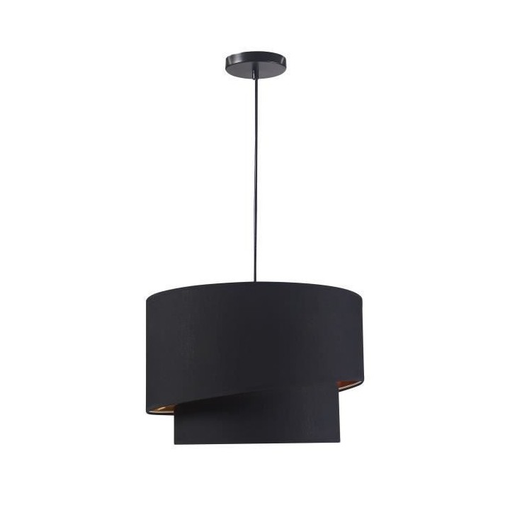 Suspension double asymétrique Shira 2 - 40 x 25cm - Noir et doré - I