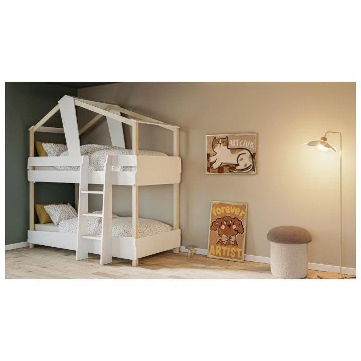 DEMEYERE Lits superposés TIMBER - 90 x 200 cm - Sommier a lattes - D