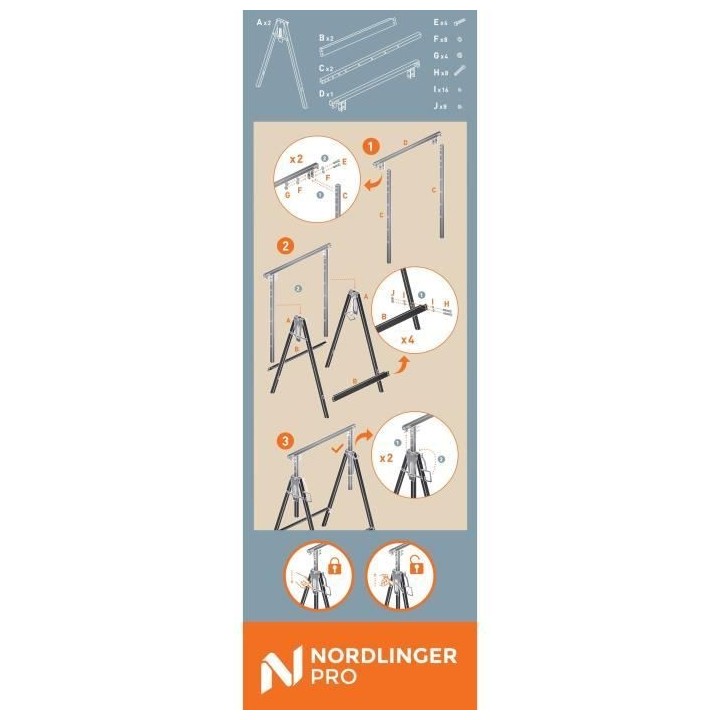 Tréteau de bricolage - NORDLINGER PRO - Pro en Kit - Réglable en Hau