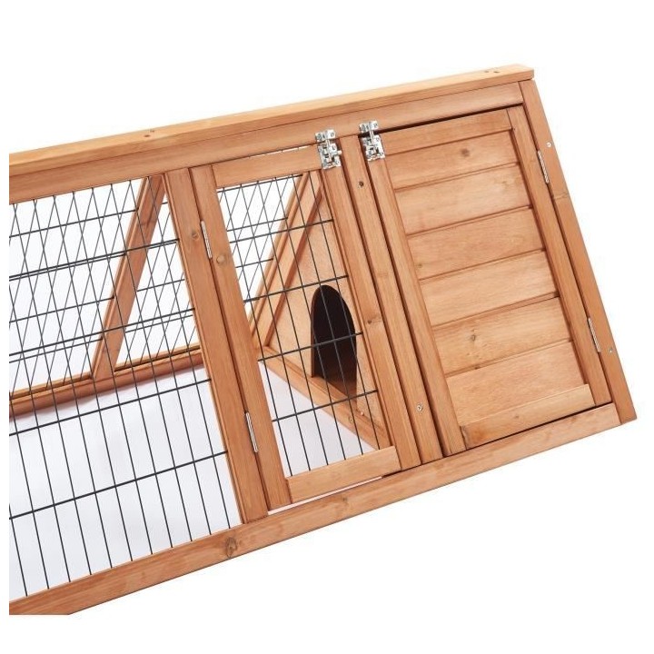 Clapier en sapin Cosie - 118x50x45cm - Bois - Pour lapin