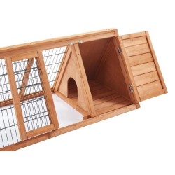 Clapier en sapin Cosie - 118x50x45cm - Bois - Pour lapin