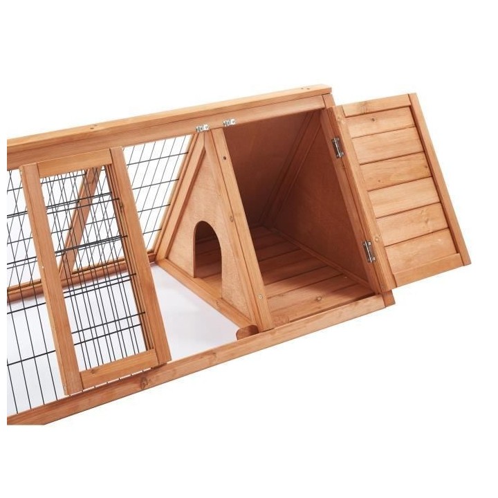 Clapier en sapin Cosie - 118x50x45cm - Bois - Pour lapin