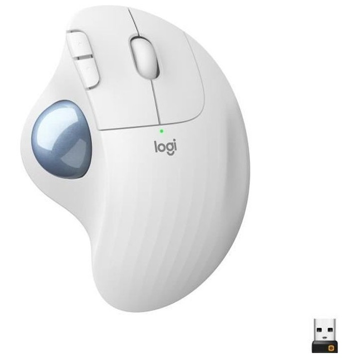 Souris ergonomique - Sans fil - Logitech - Ergo M575 - Blanc