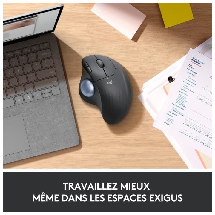 Souris ergonomique - Sans fil - Logitech - Ergo M575 - Blanc