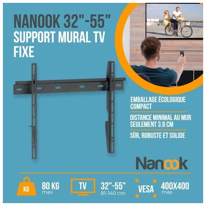 Support Mural TV NANOOK - Ultra Plat - 32-55 Pouces - pour télés LCD