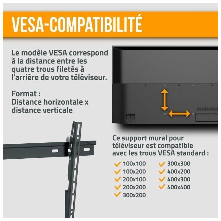 NANOOK Support Mural inclinable pour téléviseurs de 32-55 Pouces- So