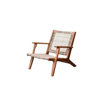 Fauteuil de jardin en bois d'eucalyptus FSC et en résine tressée - J