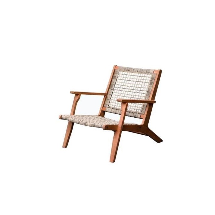 Fauteuil de jardin en bois d'eucalyptus FSC et en résine tressée - J