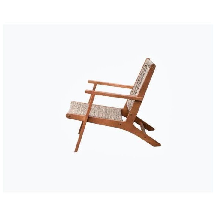 Fauteuil de jardin en bois d'eucalyptus FSC et en résine tressée - J