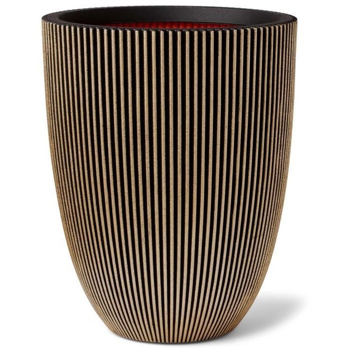 Capi Vase élégant Groove 46x58 cm Noir et doré 445495