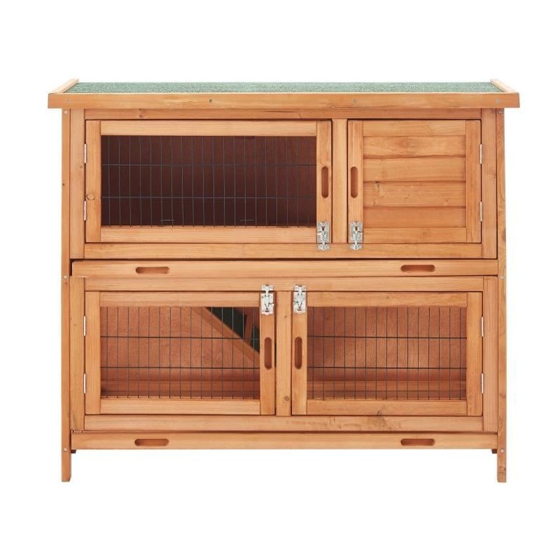 Clapier en sapin Milo - 111,5x46x92cm - Bois - Pour lapin