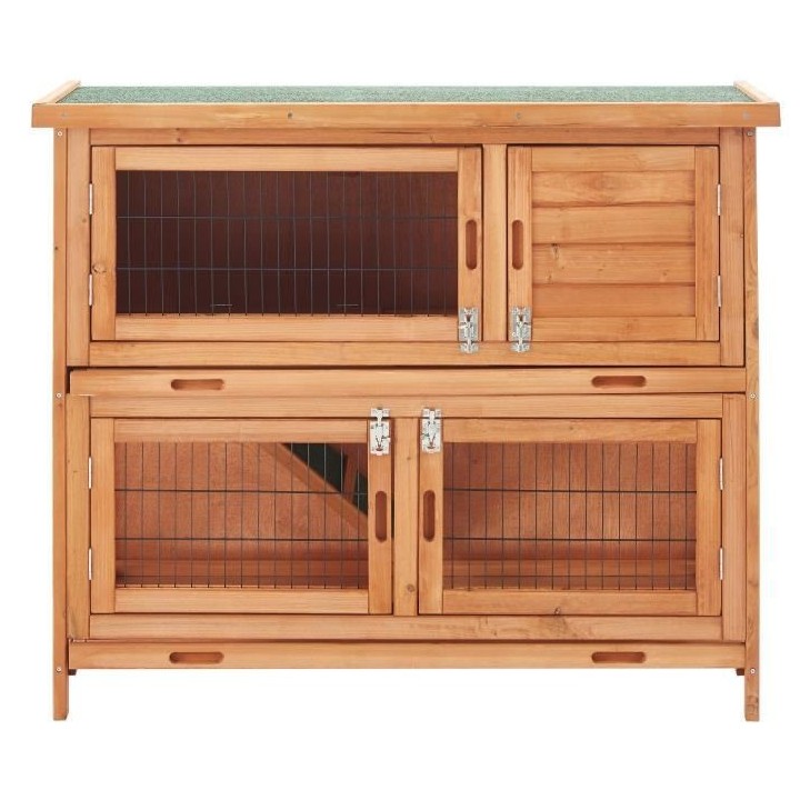 Clapier en sapin Milo - 111,5x46x92cm - Bois - Pour lapin