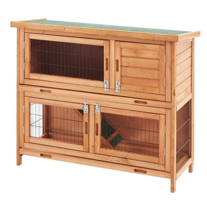Clapier en sapin Milo - 111,5x46x92cm - Bois - Pour lapin