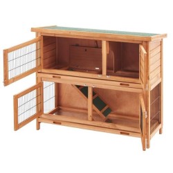 Clapier en sapin Milo - 111,5x46x92cm - Bois - Pour lapin