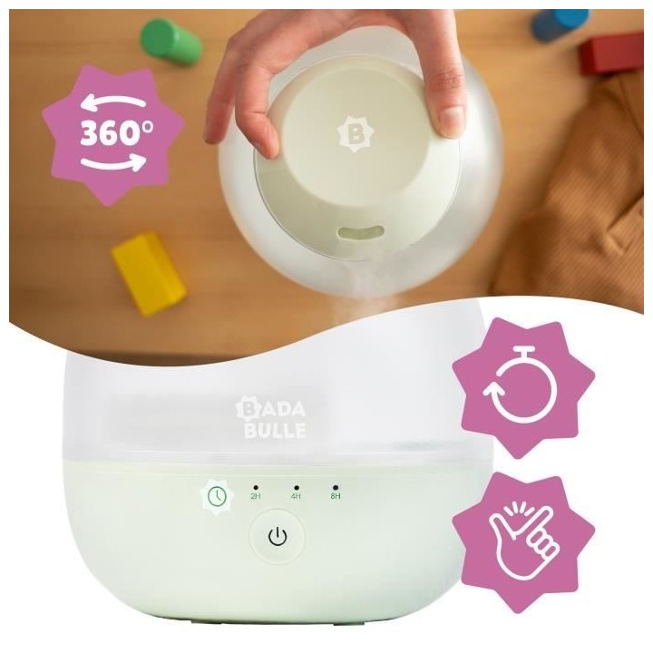 Badabulle Humidificateur d'Air Bubble - Assure Bon Taux d'Humidité -