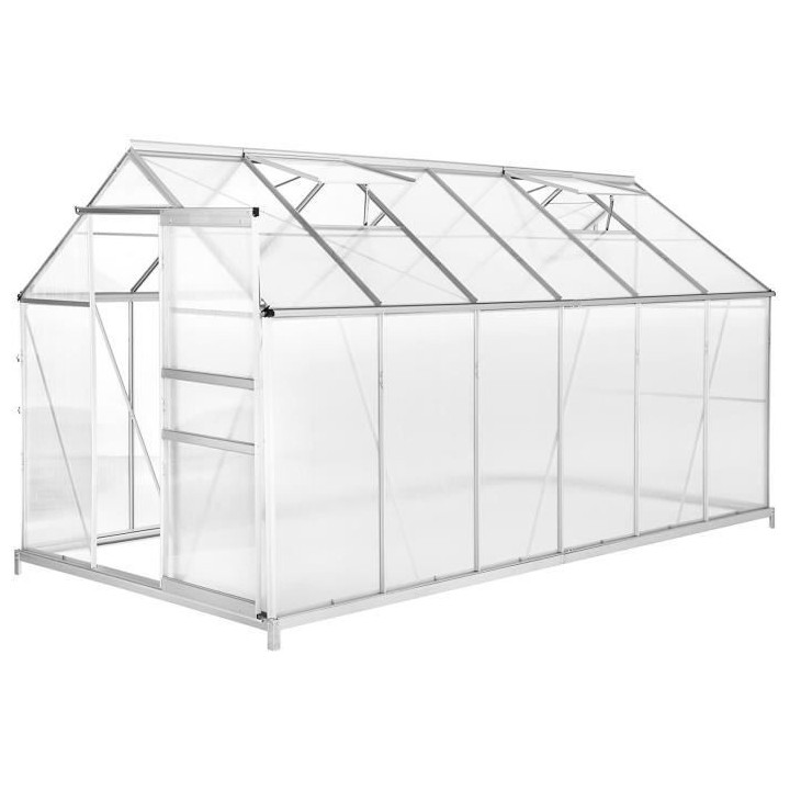 Serre de jardin en polycarbonate 7m² - BEAU RIVAGE - 3,7 x 1,9 x 1,95