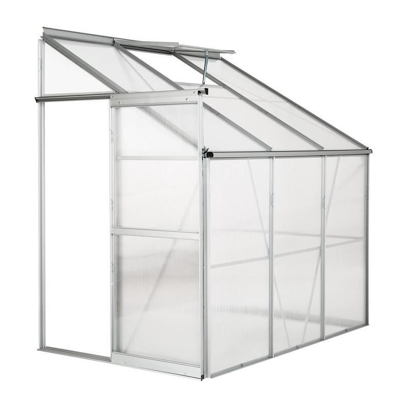 Serre de jardin en polycarbonate adossée 2,4m² - BEAU RIVAGE - 1,9 x 1,22 x 1,95 m