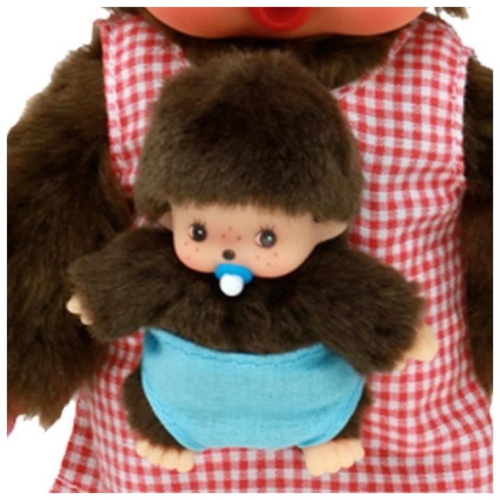 Peluche Monchhichi Maman & Bébé - 20 cm - BANDAI