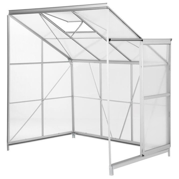 Serre de jardin en polycarbonate adossée 2,4m² - BEAU RIVAGE - 1,9 x