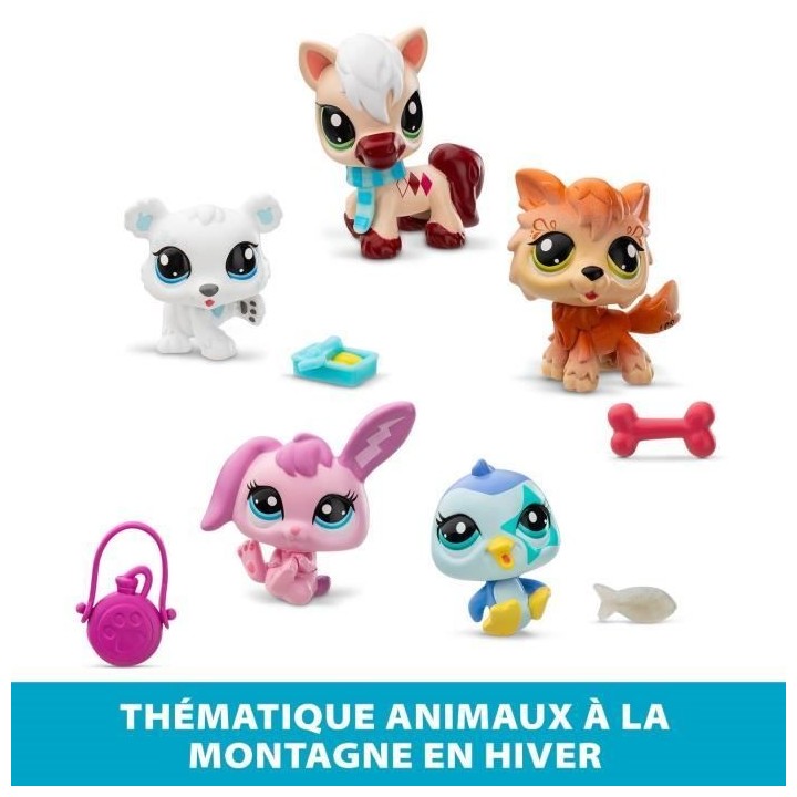 Pack de 5 Pets - BANDAI - Littlest Pet Shop Montagne - Animaux a colle