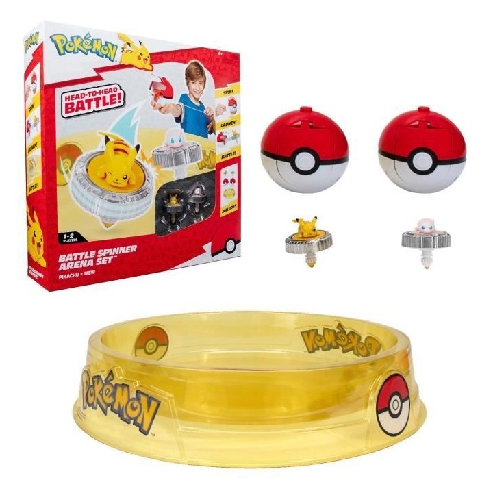 Arene Pokémon et 2 Toupies - BANDAI - JW4403 - Pikachu vs Mewtwo
