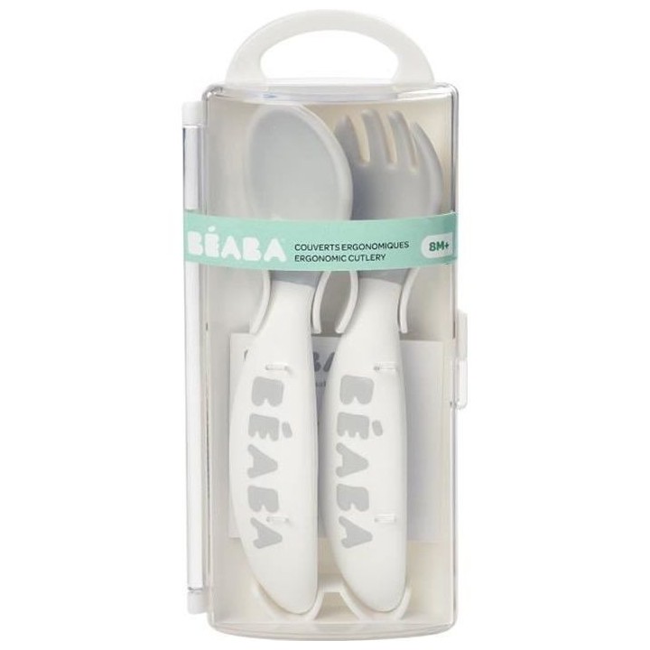 Cuillere d'apprentissage 2eme âge BEABA - Set de 2 couverts ergonomiq