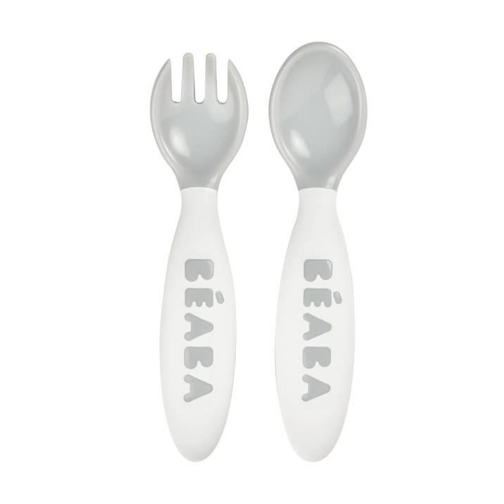 Cuillere d'apprentissage 2eme âge BEABA - Set de 2 couverts ergonomiq