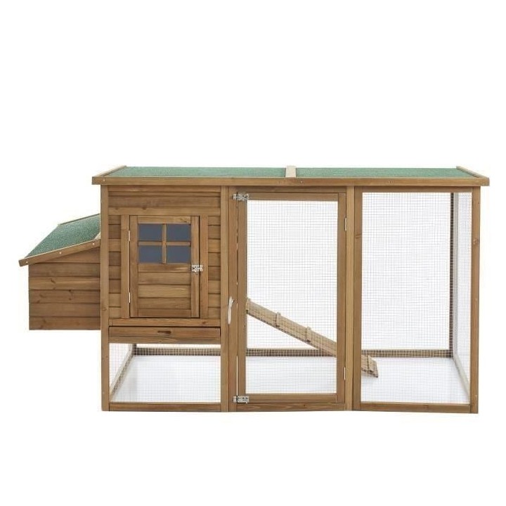 Poulailler en sapin Yago - 203x75x103cm - Bois - 4 a 6 poules