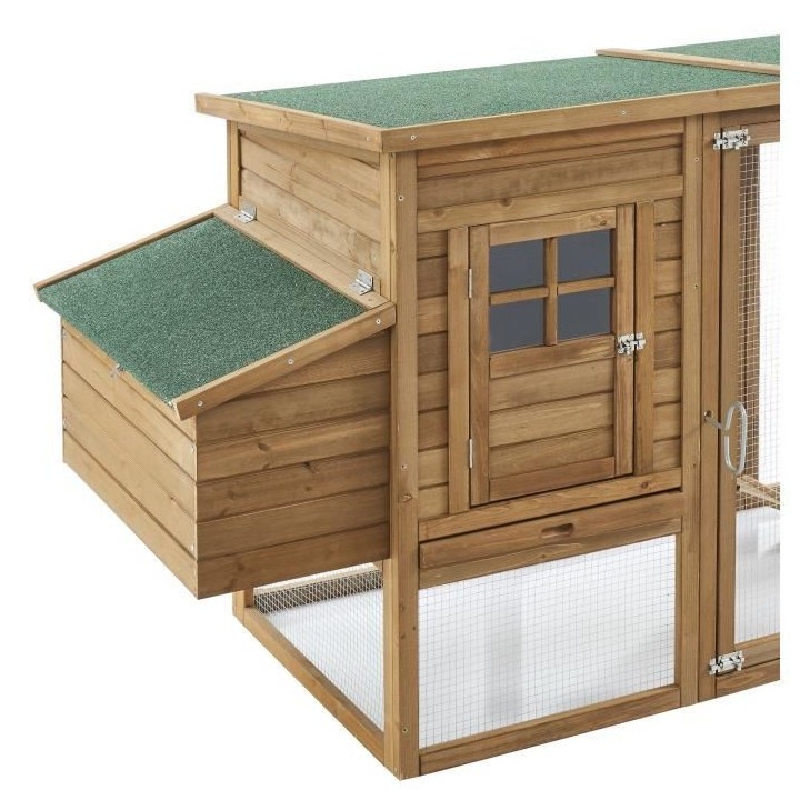 Poulailler en sapin Yago - 203x75x103cm - Bois - 4 a 6 poules