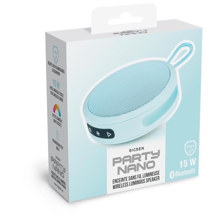 BIGBEN Party - Enceinte Bluetooth ronde avec dragonne et effets lumine