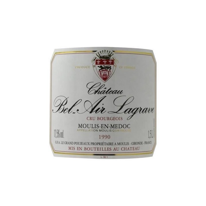 Château Bel Air Lagrave 1994- Moulis en Médoc-Vin Rouge de Bordeaux