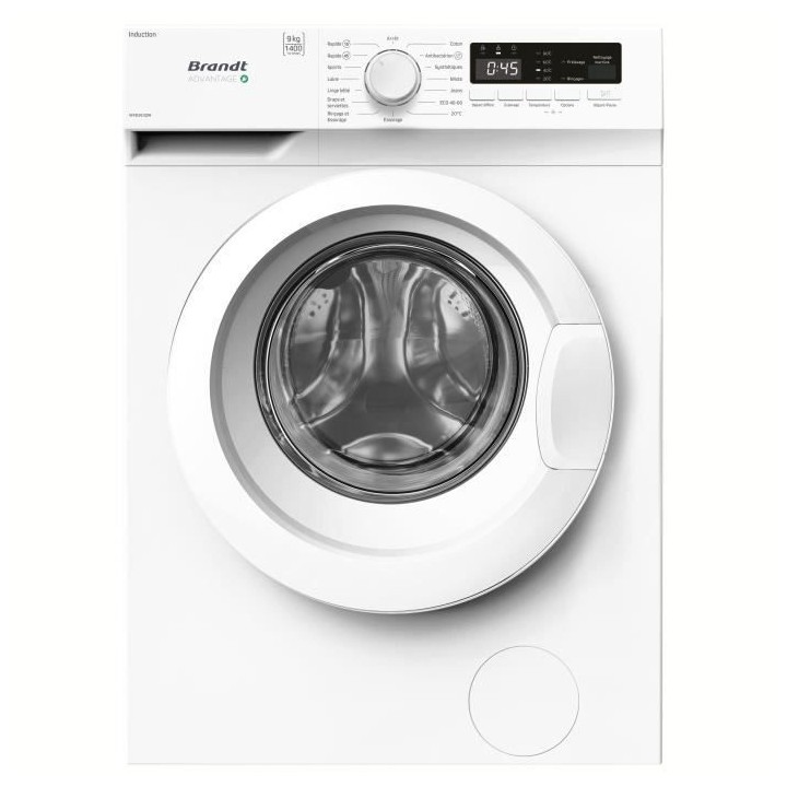 Lave-linge hublot BRANDT WFB393QW - 9 kg - Induction - L60cm - Classe