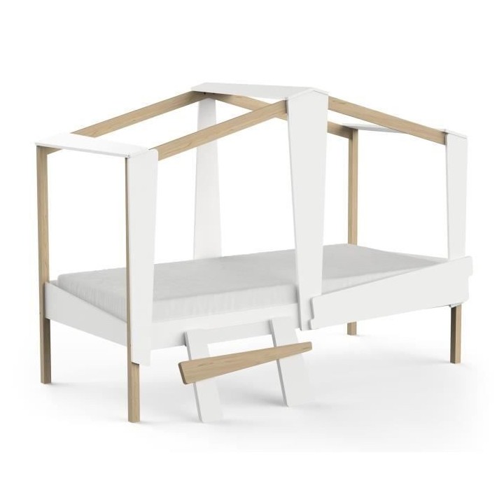 DEMEYERE Lit cabane enfant avec grand tiroir - 90 x 200 cm - Décor Bl