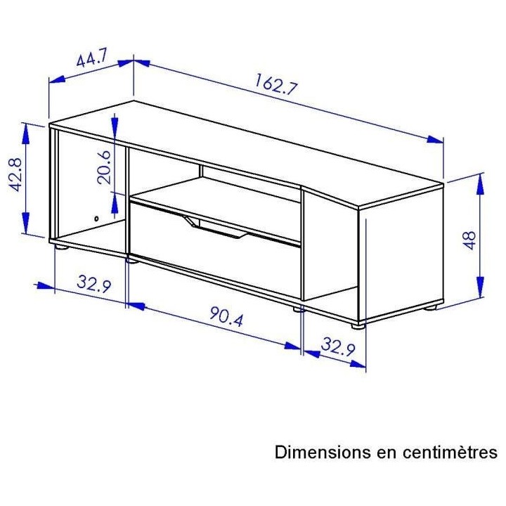 Meuble TV gamer - HACK - Noir - 163 x 45 x 48 cm - DIAGONE