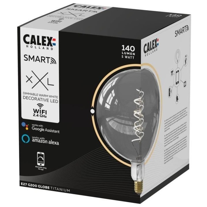 Ampoule LED E27 - CALEX - G200 SMART LED - 5 W - 130 lm - 2100 K - Int