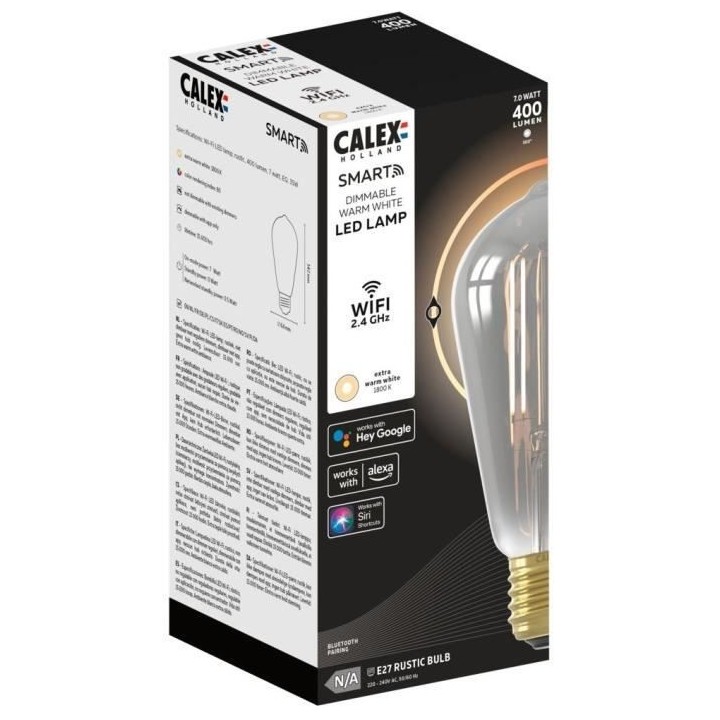 Ampoule LED E27 - CALEX - SMART ST64 - Filament droit - 7 W - 400 lm -